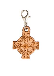 Keltisches Kreuz - Holz-Charm mit Kristall