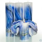 Lotuskerze - Aquarell 28 cm blau