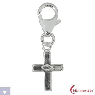 Anhnger Charms - Passions-Kreuz mit Fisch