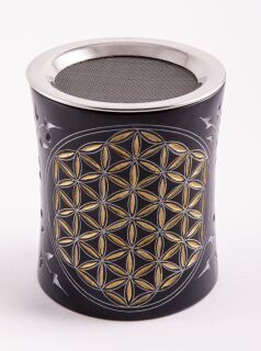Berk Siebgefäß Blume des Lebens schwarz - gold