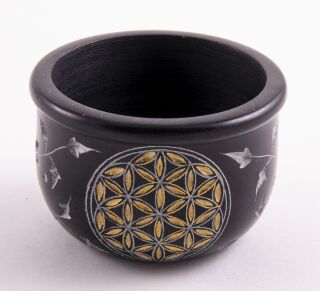 Berk Räucherschale Blume des Lebens schwarz - gold