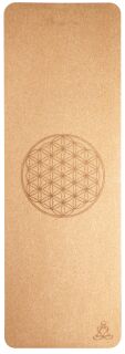 Berk Yogamatte aus Kork mit Blume des Lebens 6mm zweischichtig mit TPE ecofriendly Lage