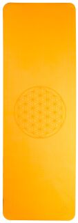 Berk Yogamatte TPE ecofriendly - orange/grau 6mm zweischichtig mit Blume des Lebens