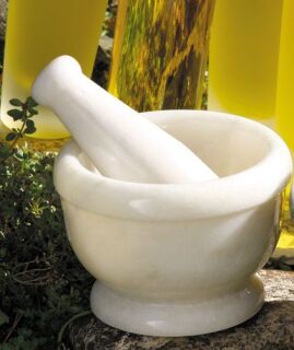 Berk Mörser aus weißem Marmor Durchm.12 cm, H.9 cm