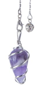 Berk Radiästhesie Spiral Pendel Amethyst 2,5 cm, Messing, versilbert