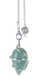 Berk Radiästhesie Spiral Pendel Aventurin 2,5 cm, Messing, versilbert