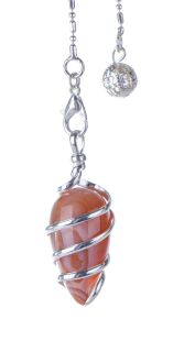 Berk Radiästhesie Spiral Pendel Karneol 2,5 cm, Messing, versilbert