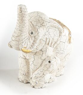 Statuen Elefant - Mit Baby 20 cm aus Holz