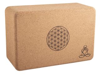 Berk Yogablock aus Kork, groß mit Blume des Lebens und  Mandala