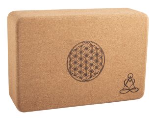 Berk Yogablock aus Kork, klein mit Blume des Lebens und Mandala