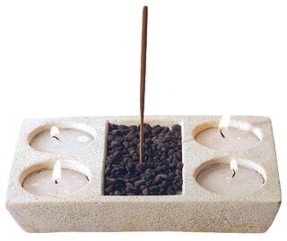 Rucherstbchen-Teelichthalter Resin natur 10x15cm
