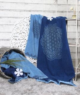 Spirit of OM Handtuch Biobaumwolle kbA 48x109cm ozean blau-azur