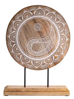 Berk Energiebild YinYang aus Mangoholz mit Standfuß