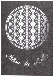 Berk Meditations-Zubehör Blume des Lebens Postkarte Silber/Schwarz DINA6