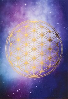 Berk Meditations-Zubehör Blume des Lebens Postkarte Universum Gold DINA6