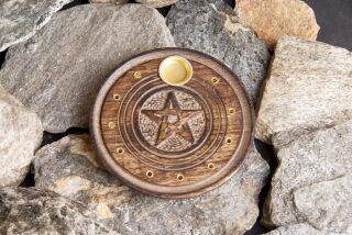 Berk Stäbchen- und Kegelhalter Pentagramm aus Holz, Ø 10 cm