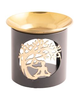 Berk Räuchergefäß Buddha unterm Bodhibaum mit goldener Edelstahlschale