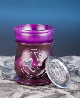 Berk Aromalampe "OM" mit Sieb Speckstein violet, 10 cm hoch