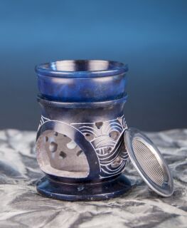 Berk Aromalampe "Keltischer Knoten" mit Sieb Speckstein blau, 10 cm hoch
