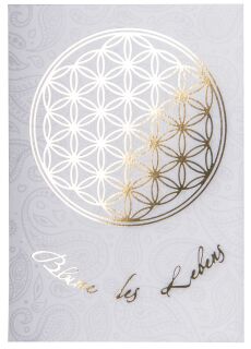 Berk Meditations-Zubehör Blume des Lebens Postkarte Gold/Weiß DINA6