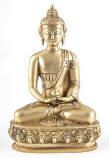 Berk Statuen Buddha Amithaba, Messing, ca. 20 cm